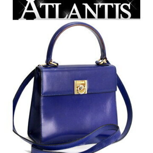 Celine Handbags - Celine Gancini Bag Blue Leather